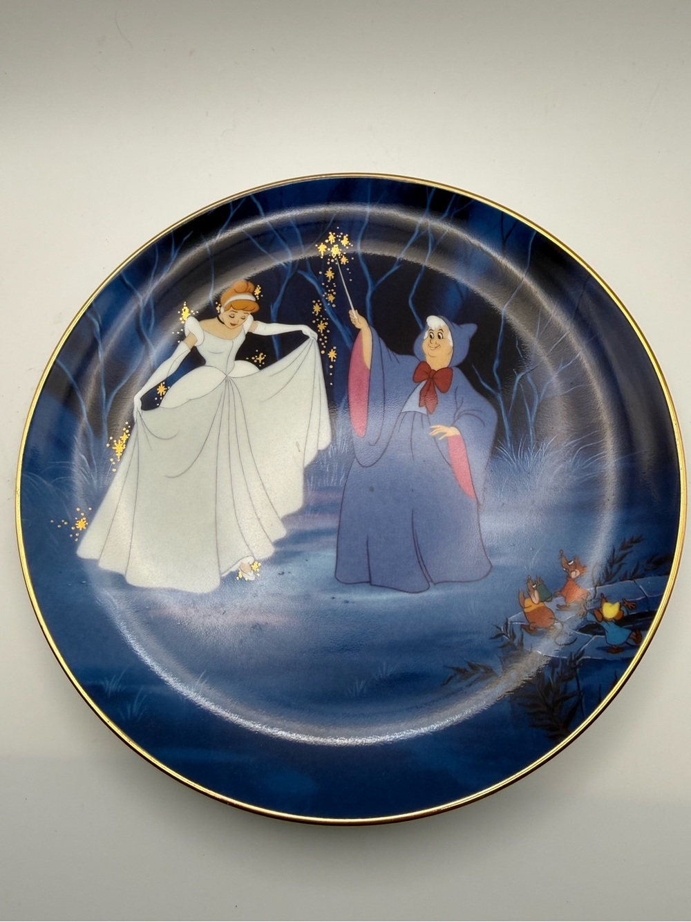 Disney Cinderella 45th Anniversary Commemorative Plate - White & Blue